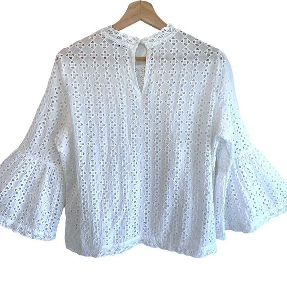 Heartloom Eyelet Bell Sleeve Top 100% Cotton - Picture 5 of 9